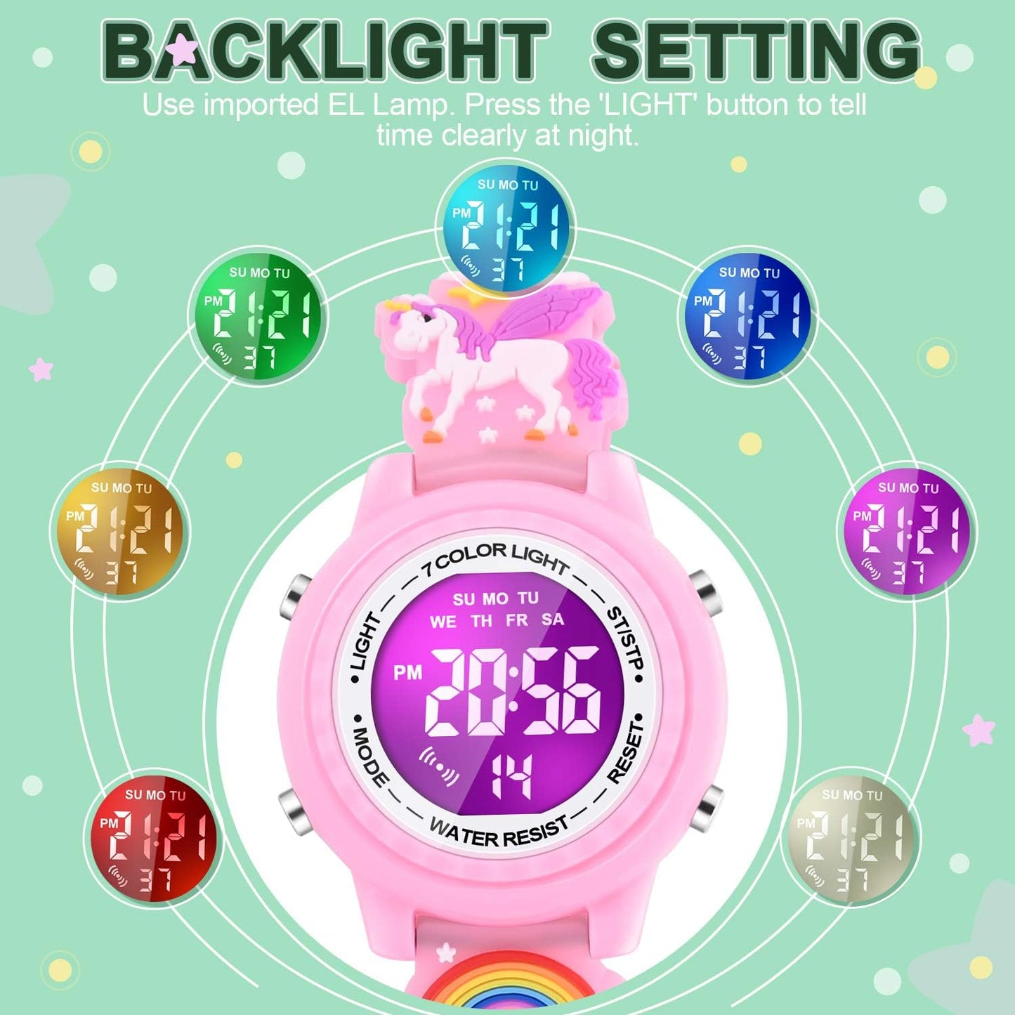 3D Cartoon Waterproof Children's Watches with Alarm - Ideal Gift for Girls Aged 3-10