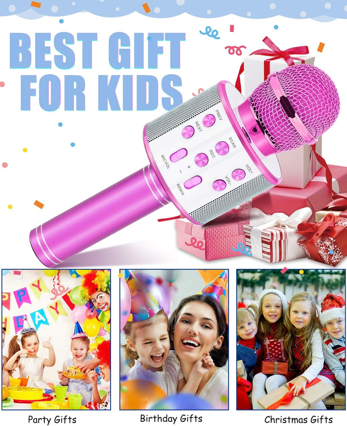 Karaoke Microphone Gift for Girls Ages 4-12 - Ideal Birthday Present in Purple