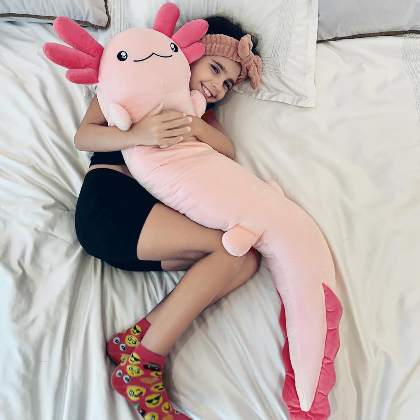 Tezituor 48-Inch Giant Axolotl Plush Pillow - Glow in the Dark Mint Green Stuffed Animal for Kids and Adults, Perfect Gift for Axolotl Enthusiasts