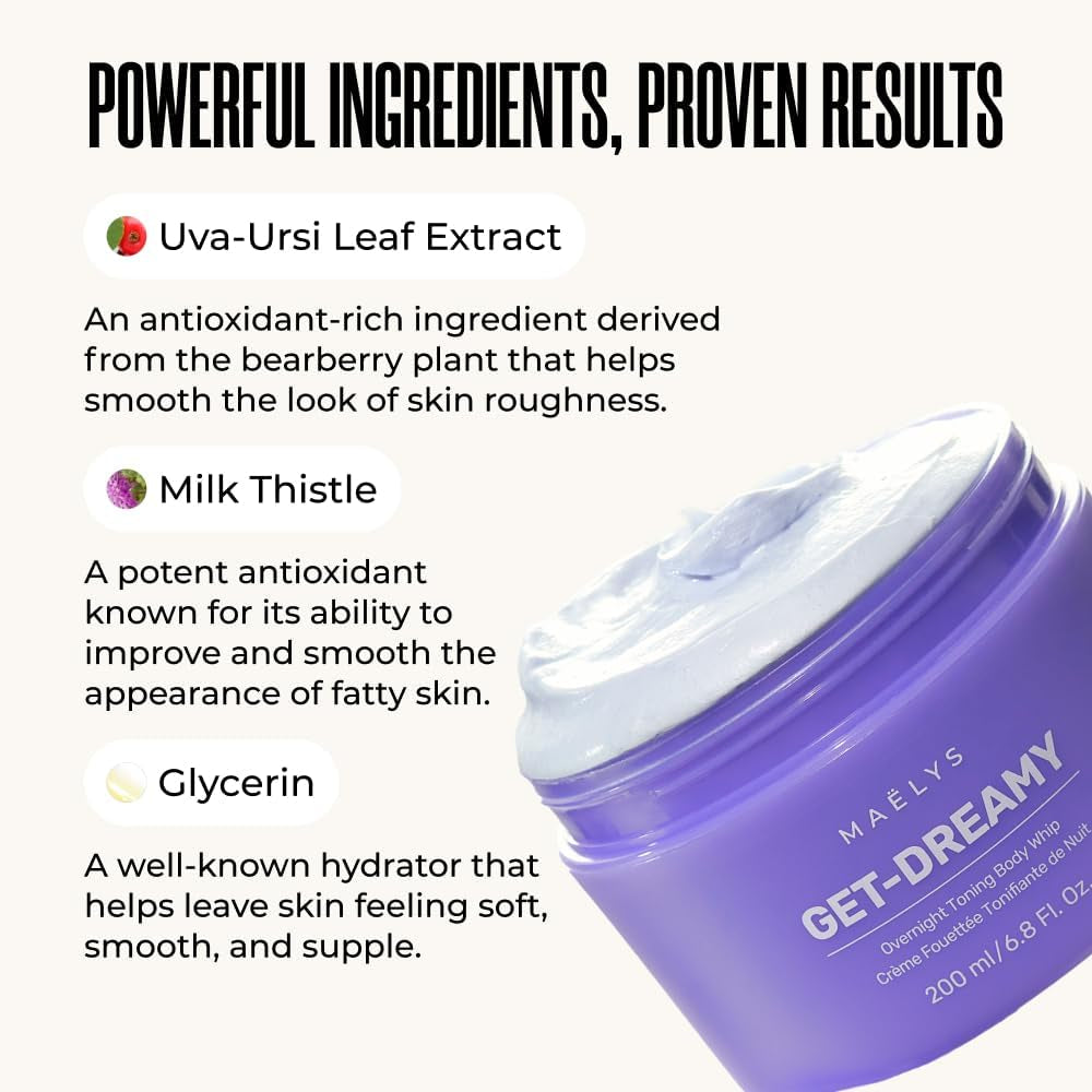 MAËLYS GET-DREAMY Overnight Toning Whip - Body Firming Whip That Works While You Sleep - Helps Target the Appearance of Loose Skin on the Body