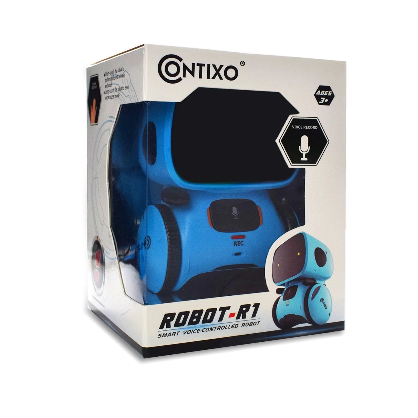 (2 Pack) Kids Smart Robot Toy Mini Robot Talking Singing Dancing Interactive Voice Control Touch Sensor Speech Recognition Infant Toddler Children Robotics - R1 Blue