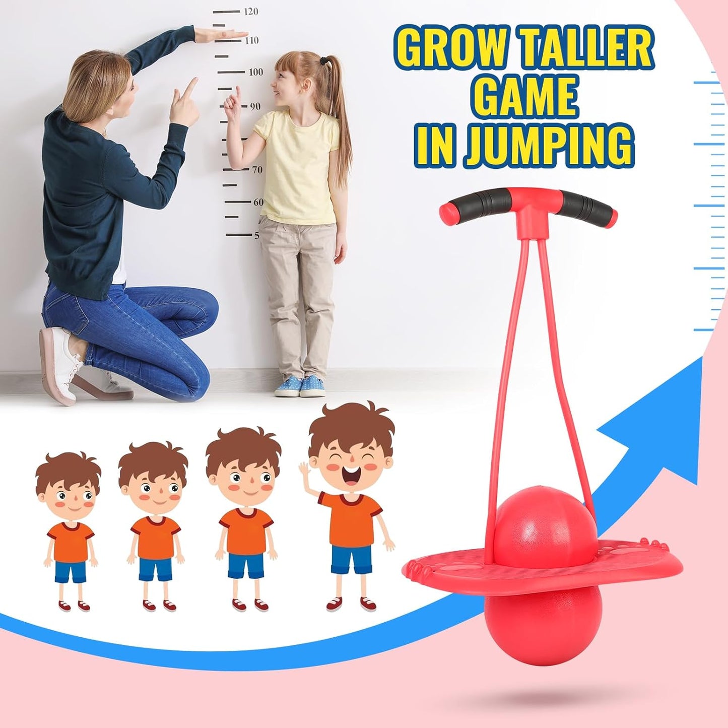 FAHKNS Pogo Ball for Kids - Jumping Toy for Ages 4-12οΌSturdy Pogo Stick Alternative with HandleοΌSafe Hopper Ball for Outdoor Play, Boys & Girls