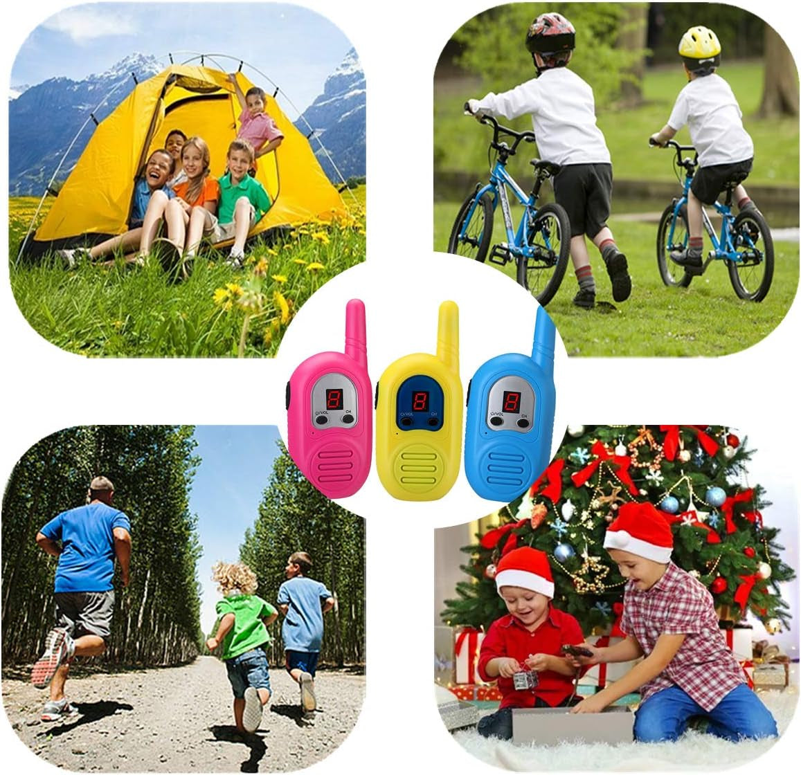 3-Pack Rechargeable Walkie Talkies for Kids with 2-Mile Range and Lanyards, Ideal for Outdoor Adventures - Perfect Gift for Boys and Girls (Batteries Not Included)