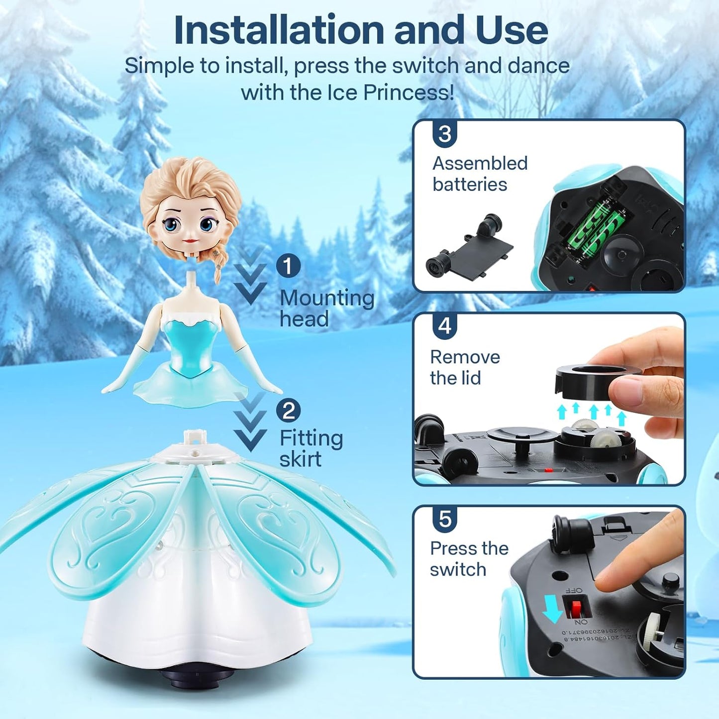 Girl Toys Age 4-5,Birthday Gifts for 1 2 3 4 Year Old Girls,Dancing Princess Interactive Spin Robot Toys for Girls with Colorful Flashing Lights & Music,Christmas Festival Gifts for Toddler
