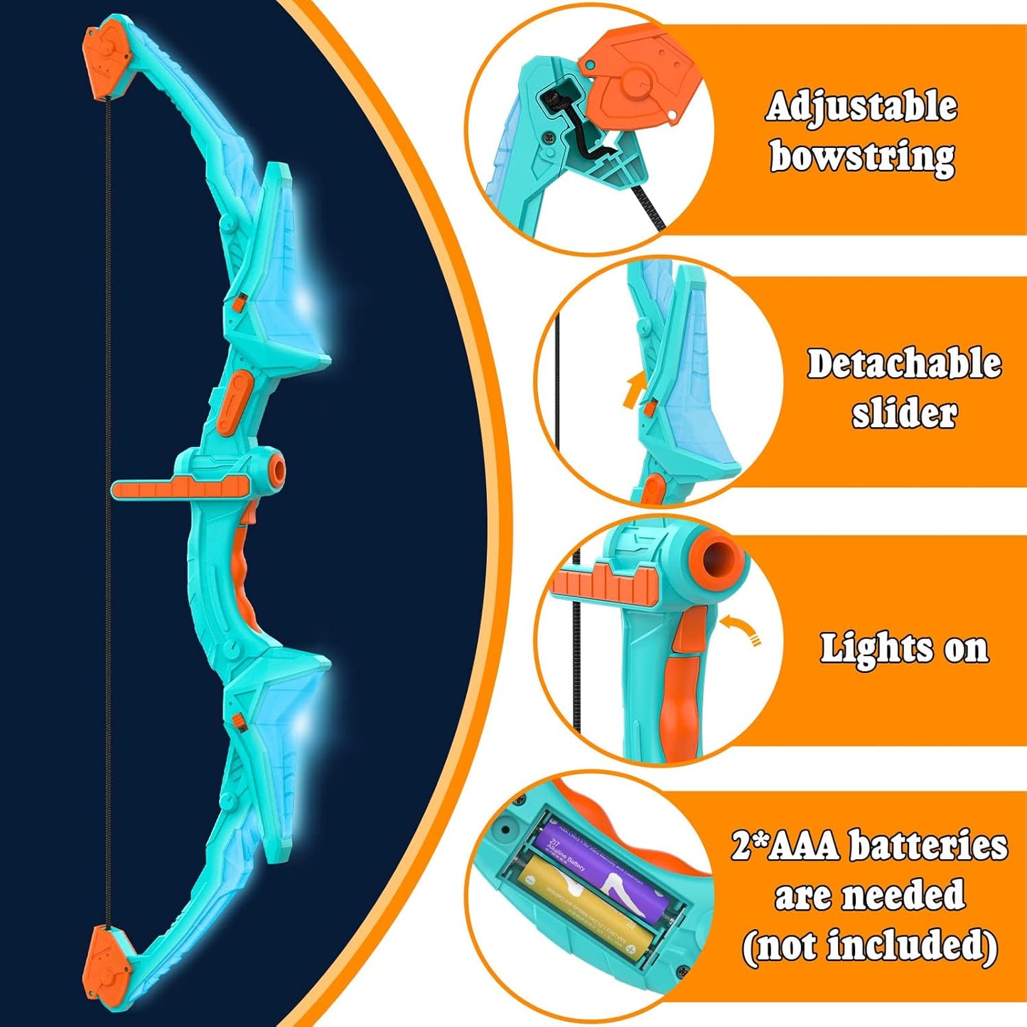 2 Pack Bow and Arrow Set for Kids, Light up Archery Set with 14 Suction Cup Arrows, Archery Targets Outdoor Games for Kids Ages 4-8 8-12, Birthday Gifts Toys for 5 6 7 8 9 10 11 12 Year Old Boys Girls