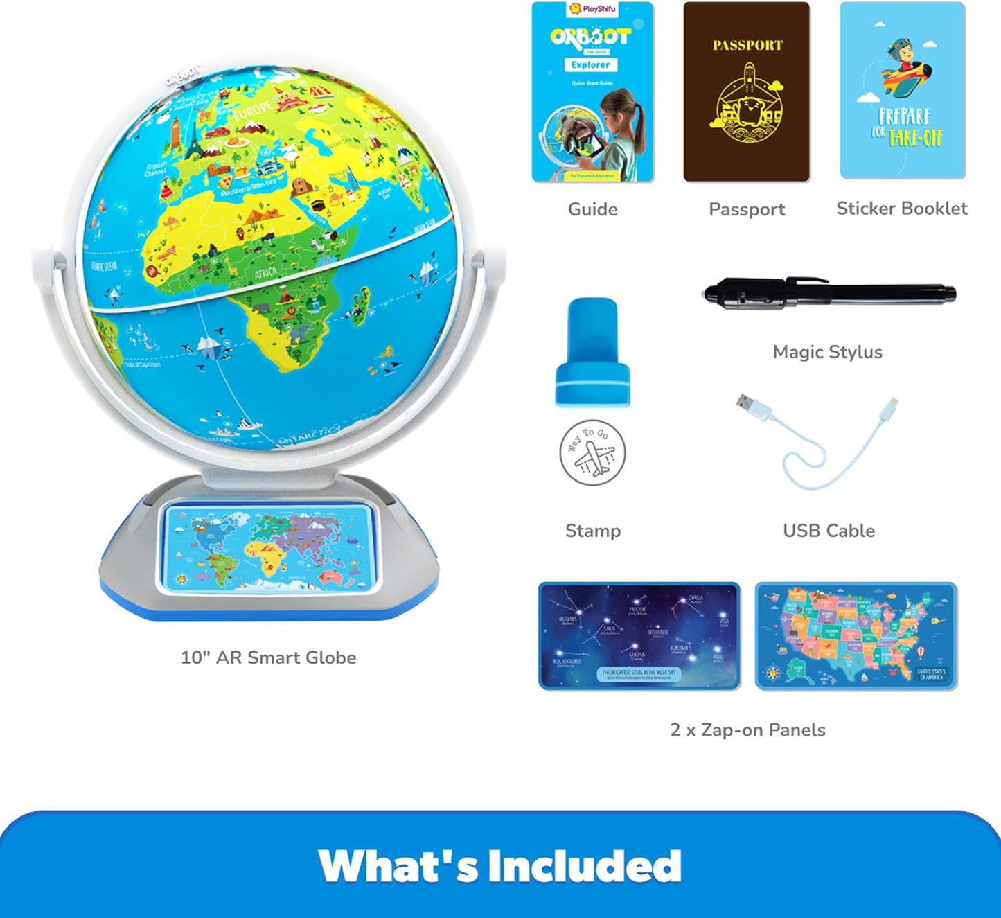 Playshifu’S Latest Educational Globe for Ages 4+ - Orboot Earth Explorer | AR Interactive Globe Toy | 400+ Wonders | 1000+ Facts | Exciting Features | Constellation Mode | Magic Stylus | Zap-On Panels | 720° Rotation | Fun Games | Solve Mysteries | STEM Toy | Free App