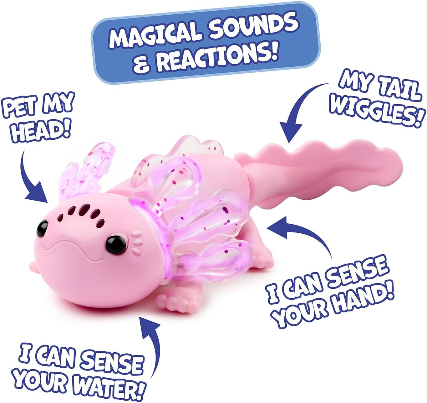 Interactive Baby Axolotl with Inflatable Pool, Alix, Swims and Lights up in Water, Rainbow Lights Tell Your Mood (Ages 5+)