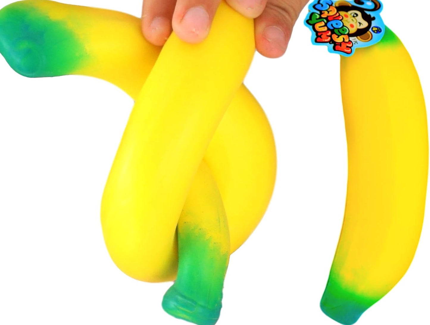 JA-RU Stretchable Banana Stress Relief Toy Pack (2 Pieces) - Slow Rising Squishy Fruit for Kids, Ideal for Gag Gifts and Themed Parties - Model 3340-2P
