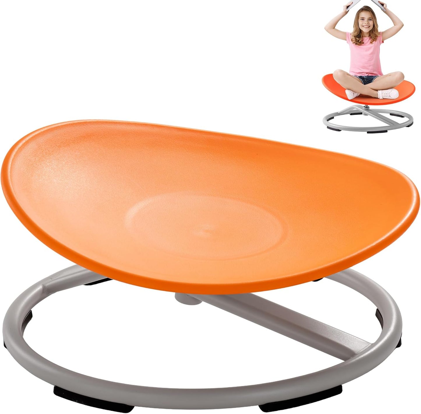 ROBUD Kids Sensory Swivel Chair, Autism Kids Swivel Chair with Non-Slip Design, Training Body Coordination, Flower Shape Wobble Chair, No Assembly, Pink