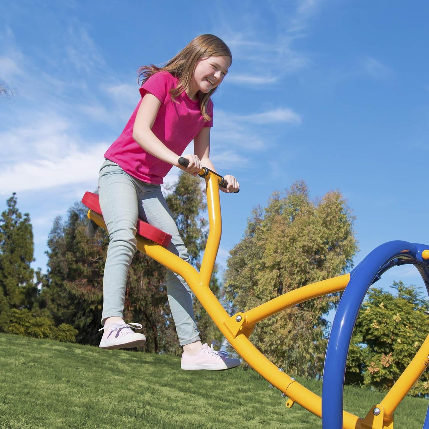 Indoor & Outdoor Playground Equipment Teeter Totters, 360 Spinning Seesaw, Swing Set for Children Exercises Age 3-12