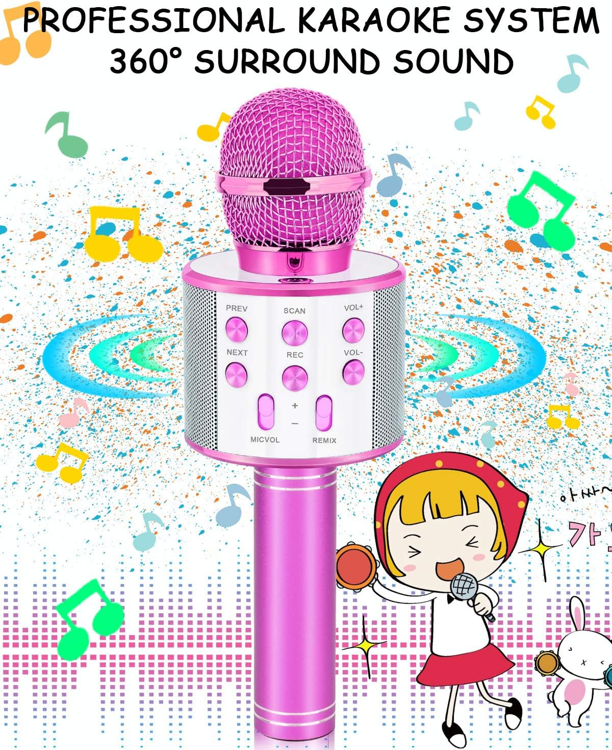 Karaoke Microphone Gift for Girls Ages 4-12 - Ideal Birthday Present in Purple