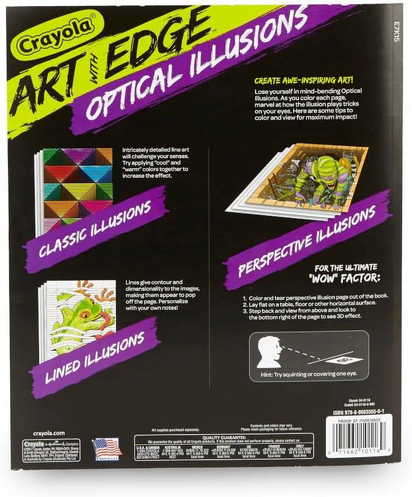 Art with Edge Optical Illusions Coloring Book, 40 Pages, Child
