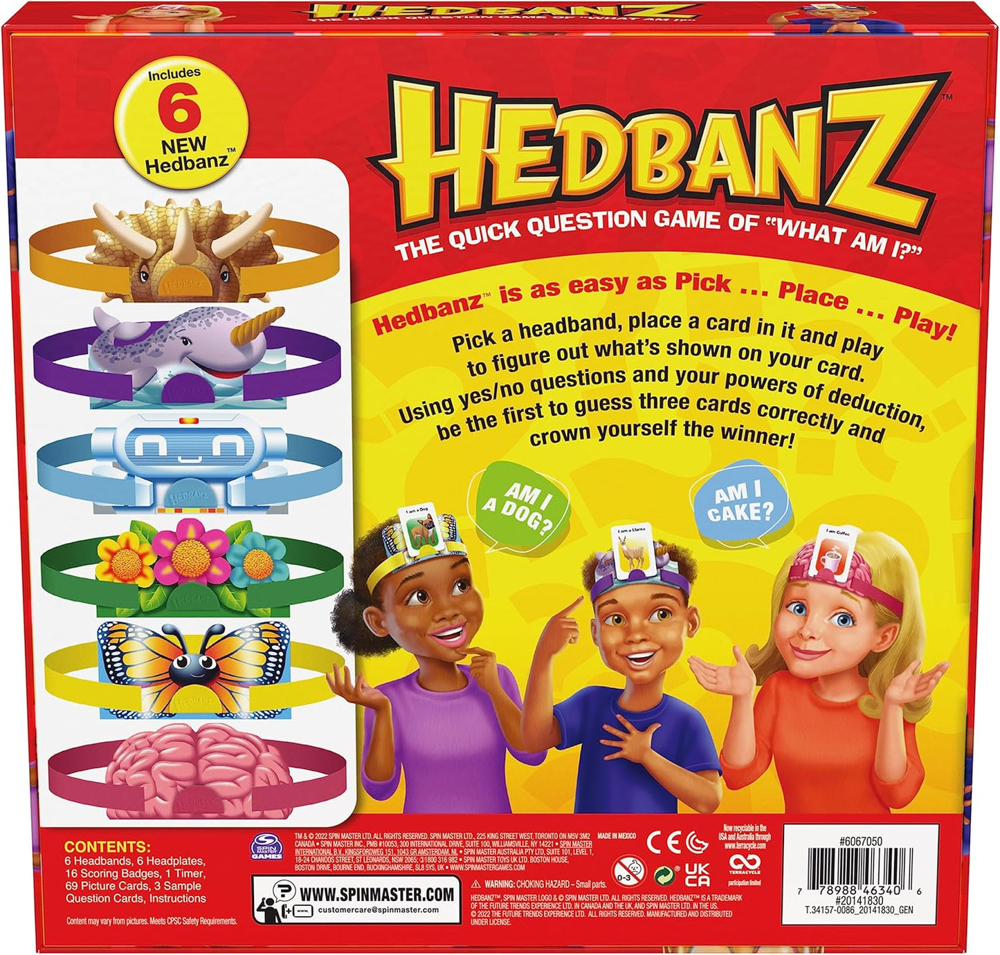 Spin Master Games, Hedbanz 2023 Edition with New Cards, Picture Guessing Board Game, for Family & Kids, 2-6 Players, for Ages 6 & Up