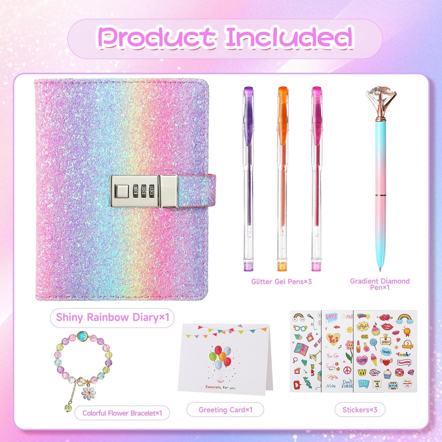 Diary with Lock for Girls, Password Locked Journals for Teen Girls, Secret Diary Gifts for 9 10 11 12 Year Old Girls, Kids Journals Set for Ages 8-12 Teenage