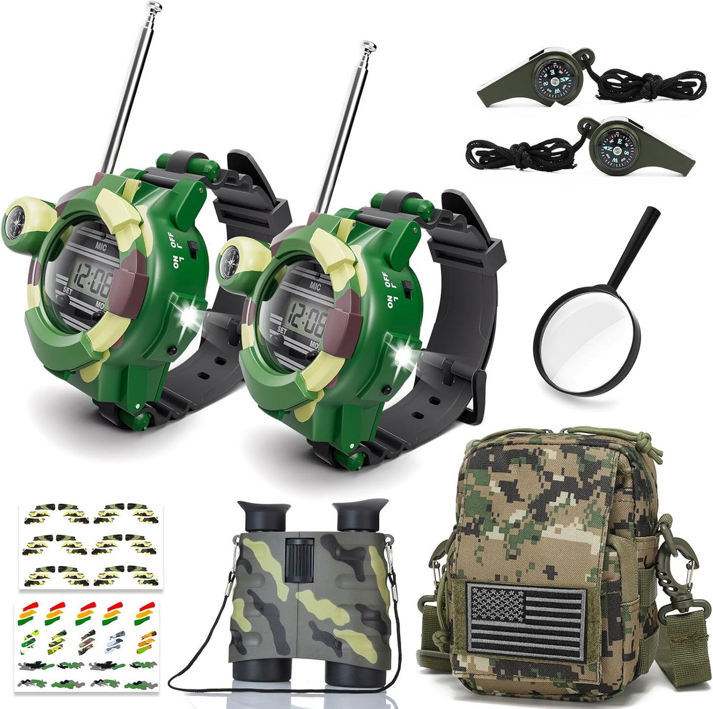 Walkie Talkies Watch, Spy Watch Army Toys for Kids Age 8-12, 7 in 1 Digital Watch Walkie Talkies with Flashlight, Cool Spy Gadgets for Boy Girls