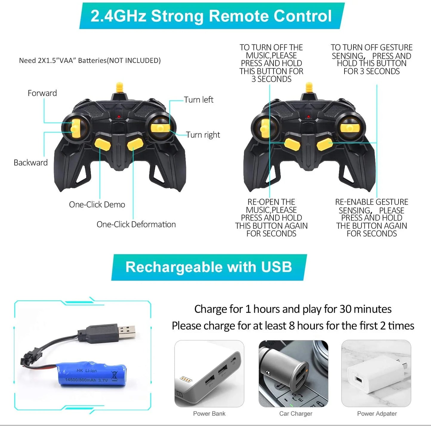 Remote Control Cars Toys,2.4Ghz 1/14 Scale RC Transforming Car Robot with Gesture Sensing / a Key Deformation,Gifts for 3-5 4-7 8-12 Boys Girls Kids