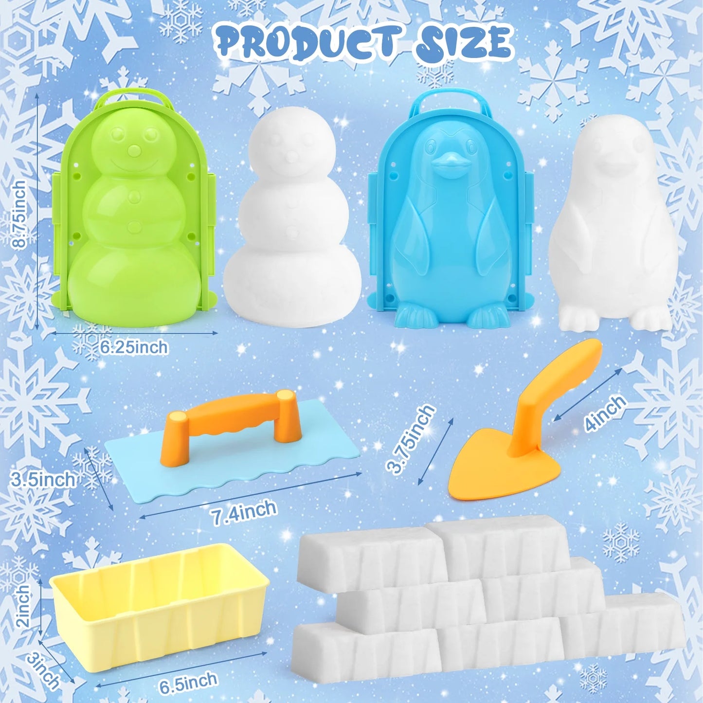 11Pcs Snowball Maker Tool Winter Snow Toys Kit, Sand Molds Beach Toys Plastic Snow Molds, Snow Toys for Kids Outdoors, Children'S Winter Accessories, Ages 3+