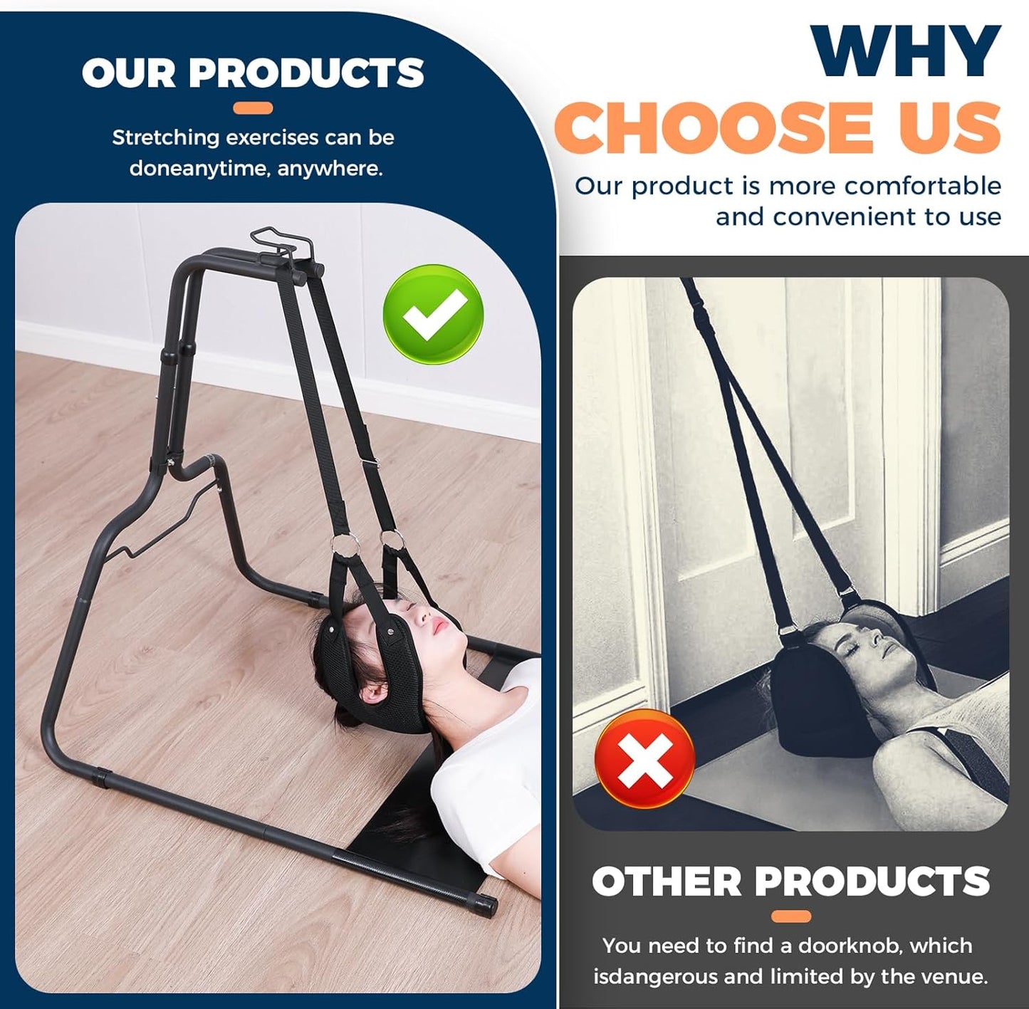 Neck Decompression Hammock with Heavy-Duty Stand for Cervical Traction and Tension Relief