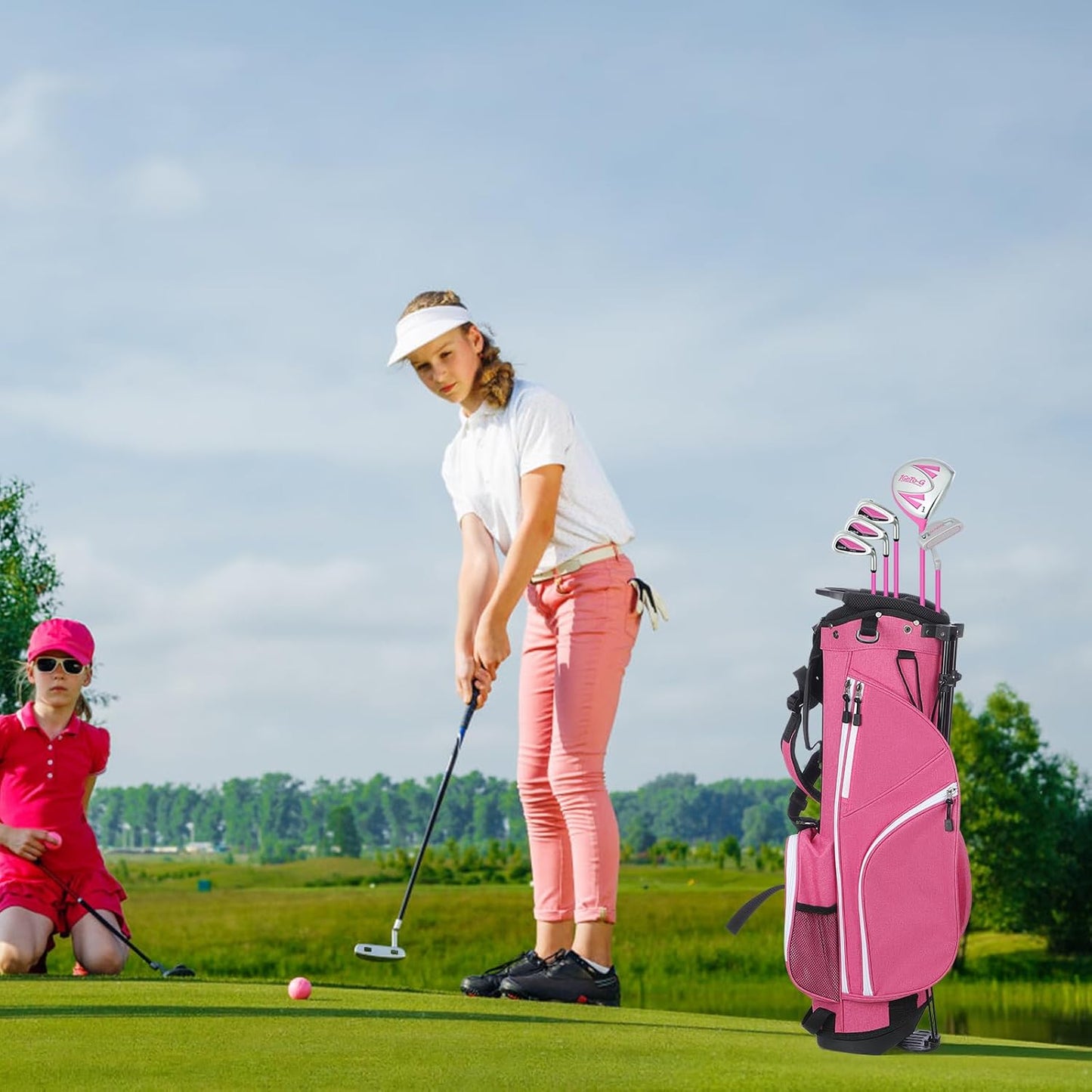 Kids Golf Clubs Set, Youth Golf Clubs Junior Set Ages 9-12 Includes Stand Bag, 1# Drive, 7#, 9# PW# Irons and Putter Right Hand for Boys Girls