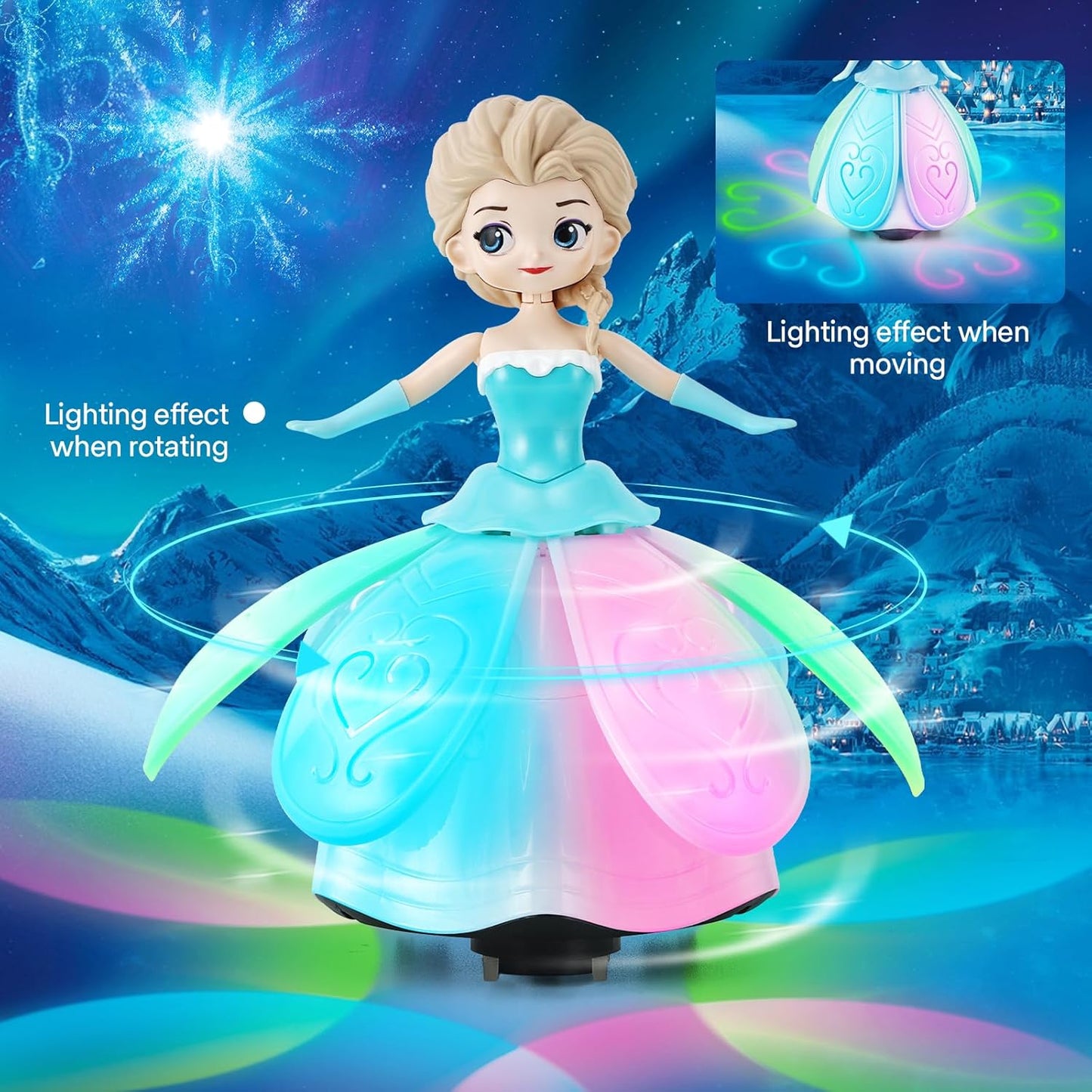 Girl Toys Age 4-5,Birthday Gifts for 1 2 3 4 Year Old Girls,Dancing Princess Interactive Spin Robot Toys for Girls with Colorful Flashing Lights & Music,Christmas Festival Gifts for Toddler