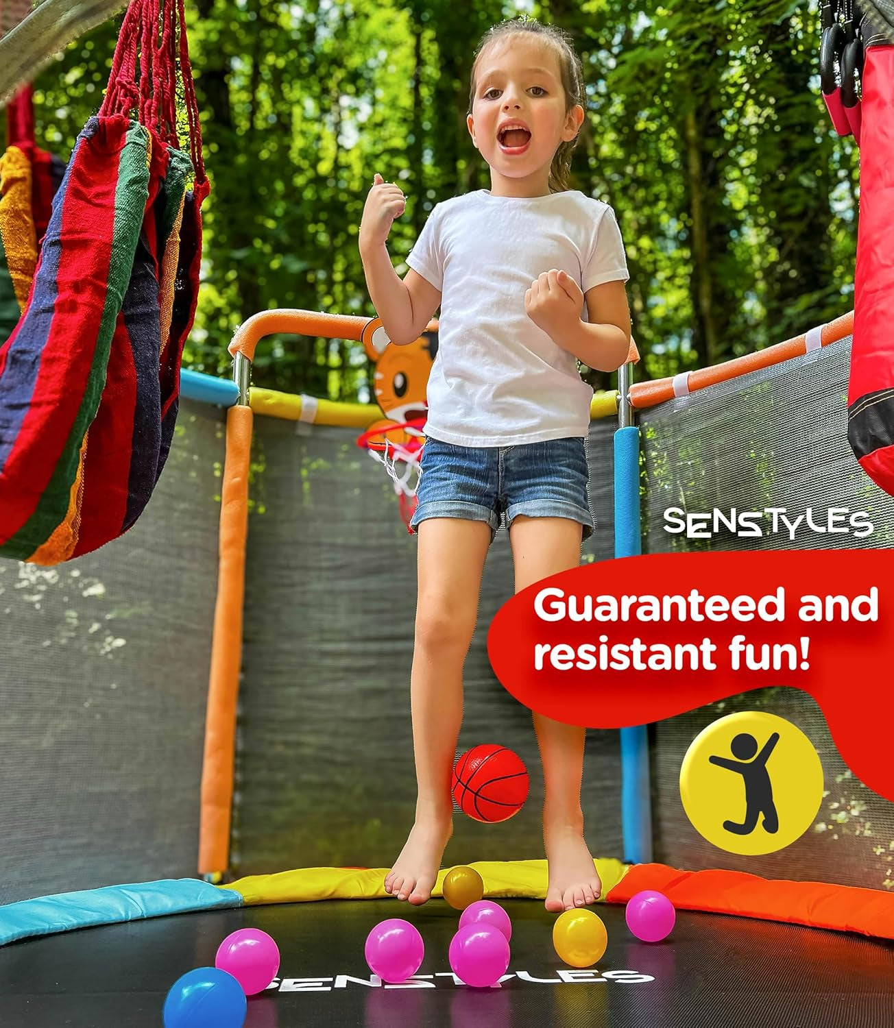 Trampoline for Kids with Anti-Rollover round Bottom - Double Safety Handles - Indoor/Outdoor Toddler Trampoline