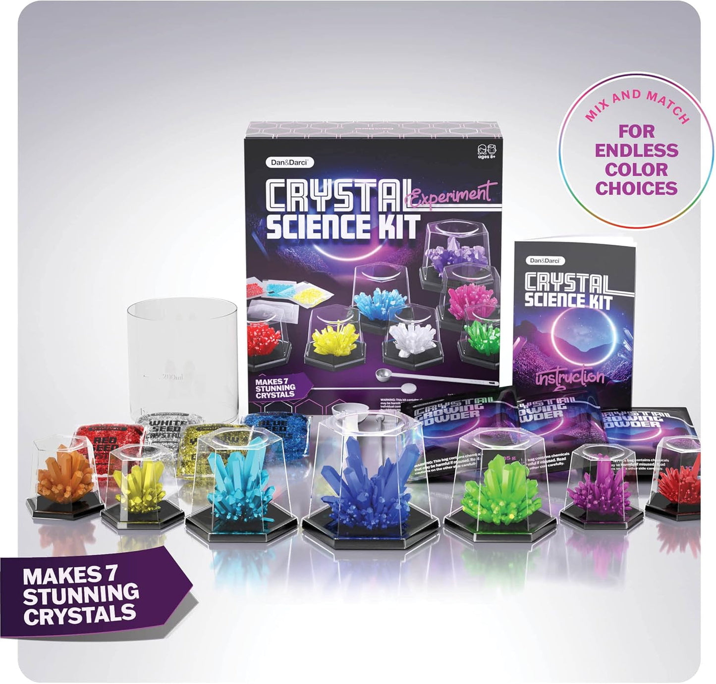 Dan&Darci Crystal Growing Kit for Kids - Science Experiments Gifts for Boys & Girls Ages 8-14 Year Old - Toys Teen Age Boy/Girl Arts & Crafts Kits - Cool Projects Ideas 8 9 10 11 12 Yr Olds