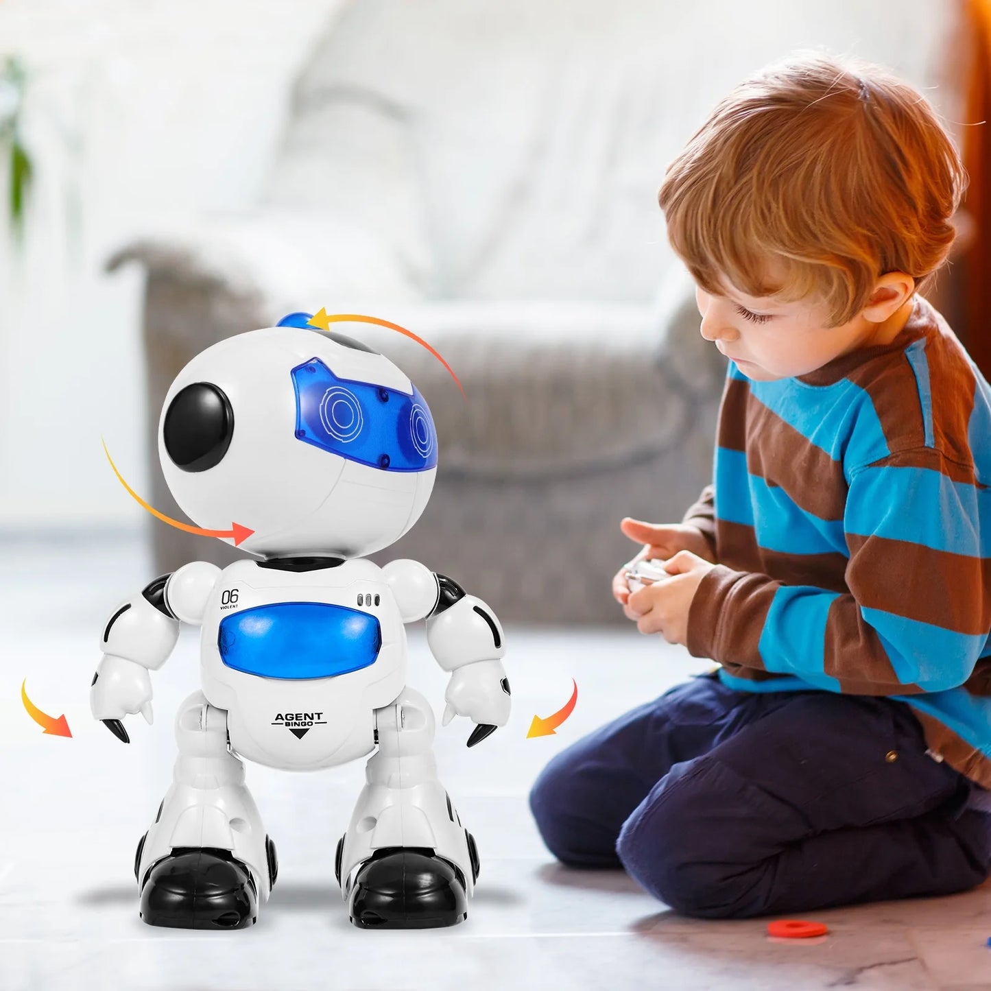 Kid Dancing Robot Toy, RC Intelligent Walking Singing Smart Robot Toy 360° Body Spinning Remote Control Robot Toy for Kids Boys Girls, Age 3+