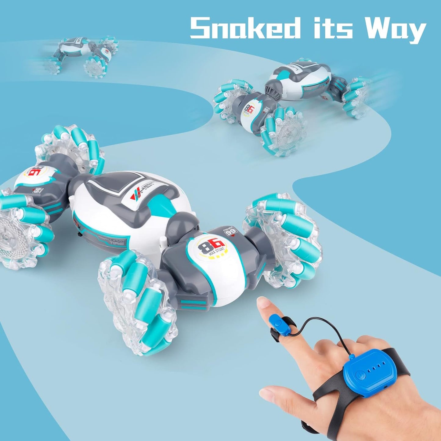 PREPOP Gesture Sensing RC Stunt Car, Birthday for Age 6 7 8-12 13+ Year Old Boys - Cool Toys for Kids, Hand Controlled Remote Control Twist Vehicle with Lights & Music, 4WD Rotating