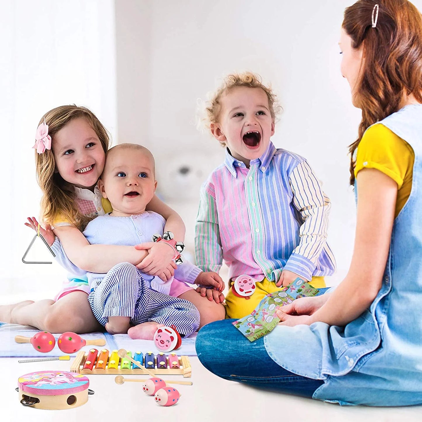 Baby Music Toys Toddler Learning Toy 12-Piece Wooden Montessori Musical Instrument Set for Kid