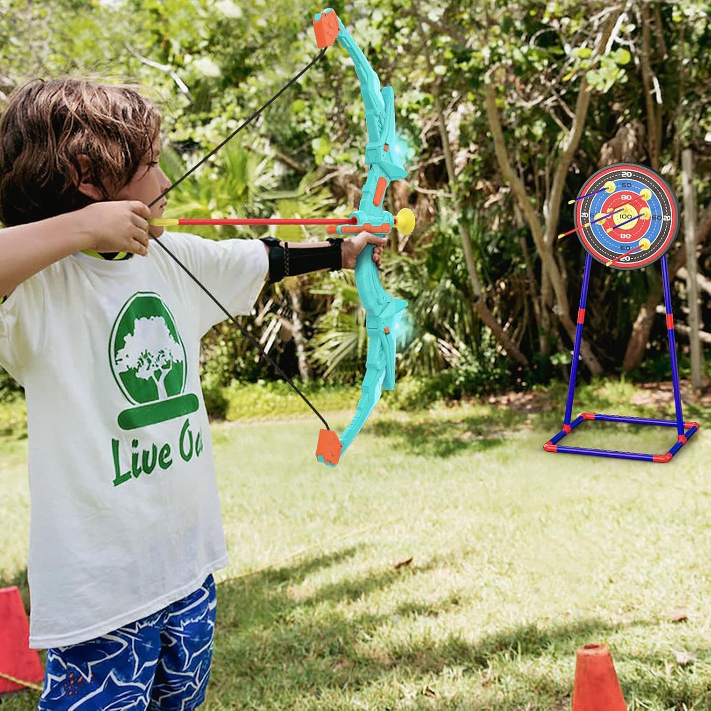 2 Pack Bow and Arrow Set for Kids, Light up Archery Set with 14 Suction Cup Arrows, Archery Targets Outdoor Games for Kids Ages 4-8 8-12, Birthday Gifts Toys for 5 6 7 8 9 10 11 12 Year Old Boys Girls