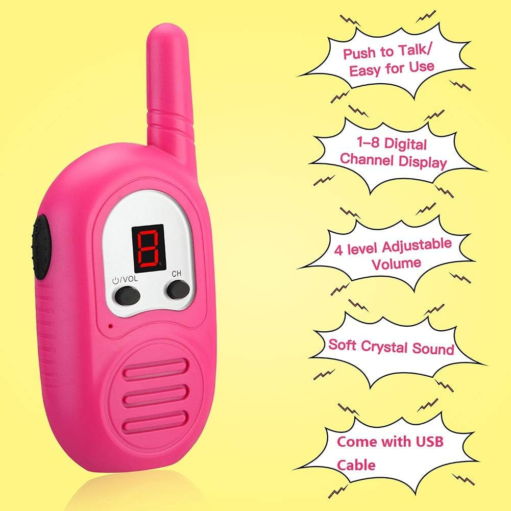 3-Pack Rechargeable Walkie Talkies for Kids with 2-Mile Range and Lanyards, Ideal for Outdoor Adventures - Perfect Gift for Boys and Girls (Batteries Not Included)