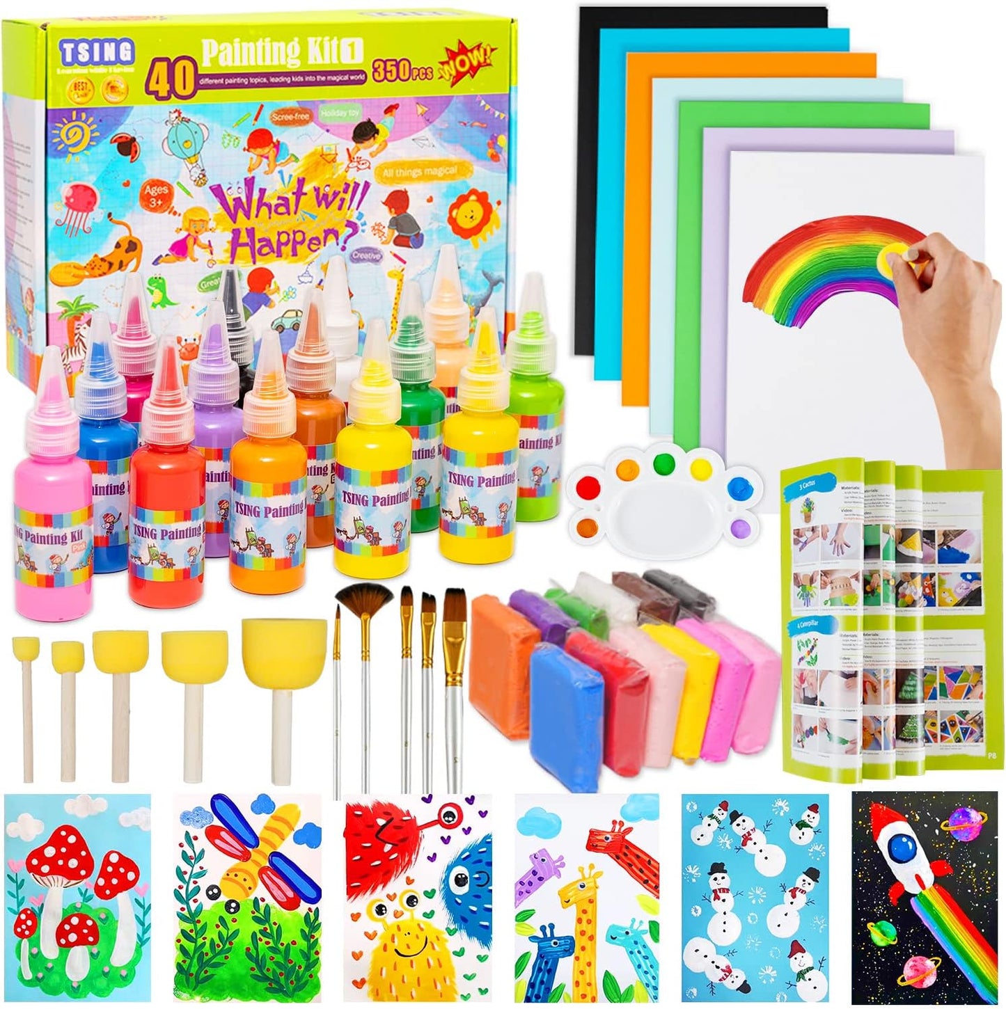 Arts and Crafts for Kids - 40 Creative Painting Arts 350+Pcs Painting Kits Ages 5-10 Year Old Girls & Boys - Art Supplies Set - Gift Ideas for Drawing Beginners Activity Toys