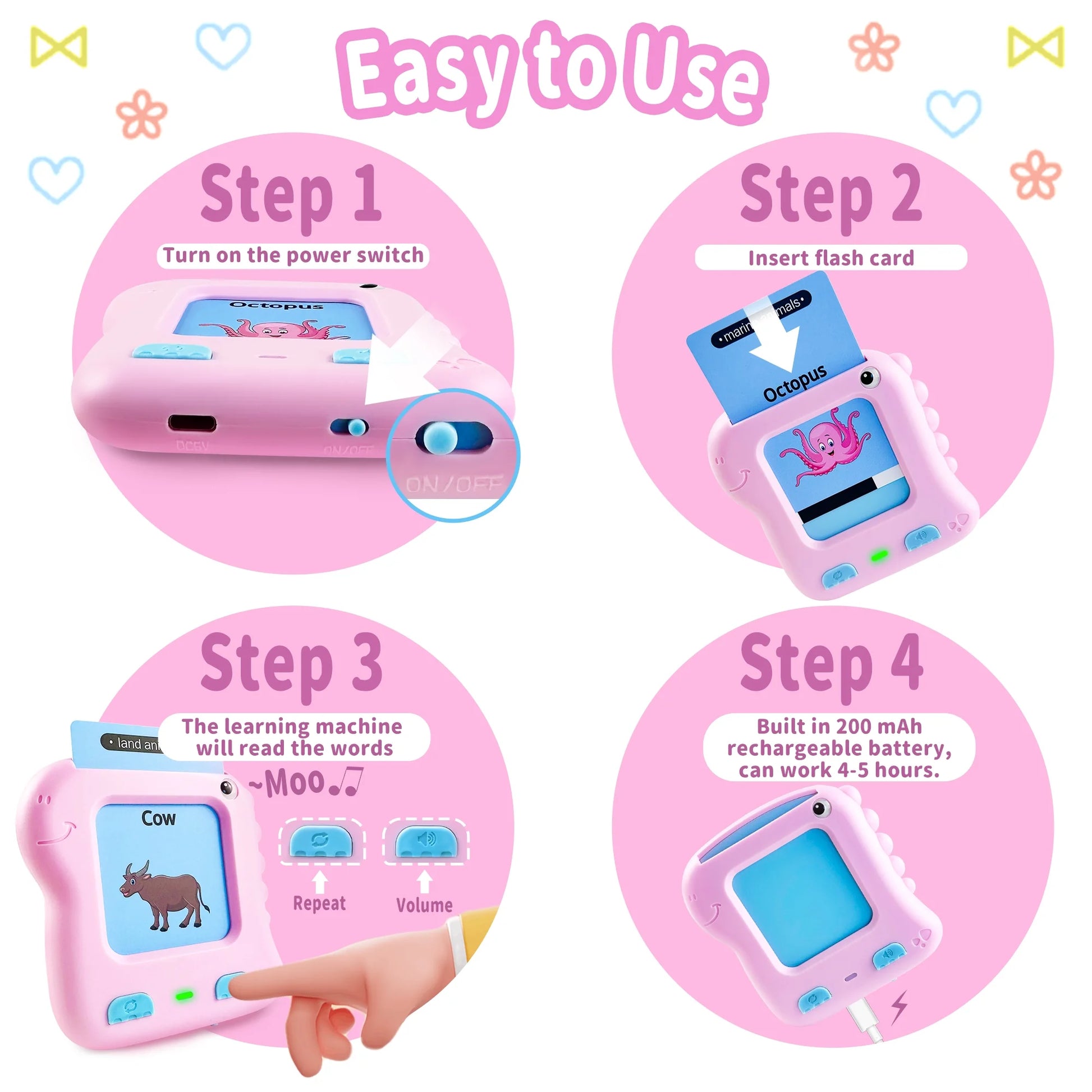 Talking Flash Cards Learning Toys for 1-6 Year Olds, Educational Interactive Flashcard Toy, Preschool Montessori Toys