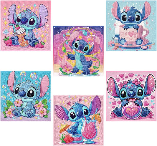 Nekpiahu 6 Pack 5D Diamond Art Painting Kits for Kids Beginners, Full Drill Cute Cartoon Diamond Art Kits, DIY Big Gem Art for Children Ages 6-7-8-9-12, Home Wall Decor 6X6 Inch
