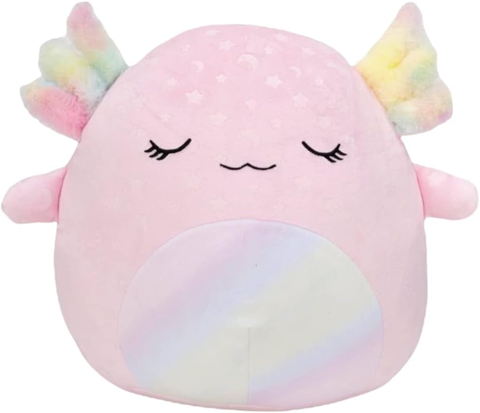 Squishmallows Official Kellytoy 14-Inch Cressida Axolotl Glow-in-the-Dark Soft Plush Toy