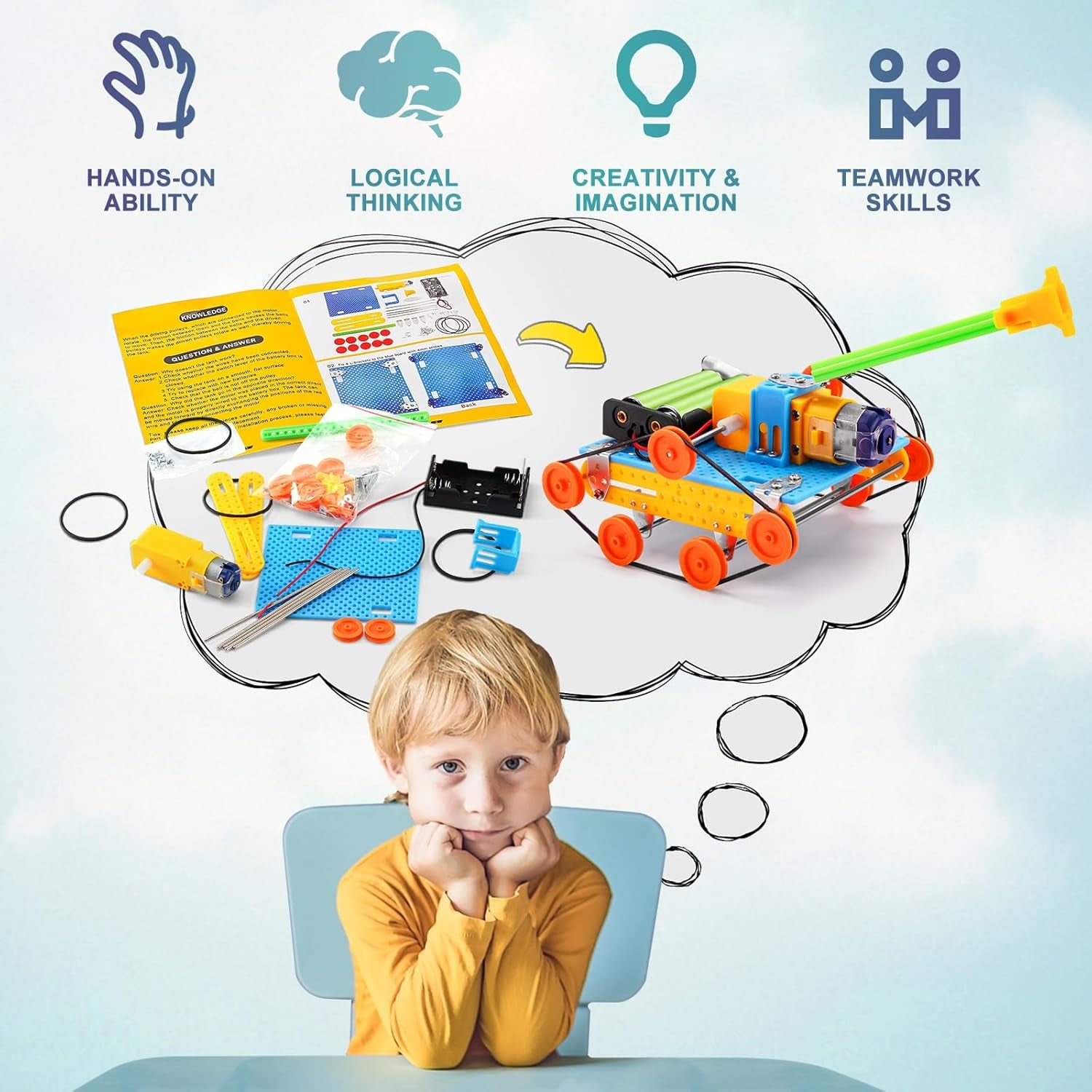 STEM Kits for Kids Age 8-10, Science Robot Building Kits for Boys Crafts 8-12 5-7, STEM Toys for 6 7 8 10 12 13 Year Old Boys Girl Gifts, Science Experiments for Kids 6-8, Car Engineering Projects