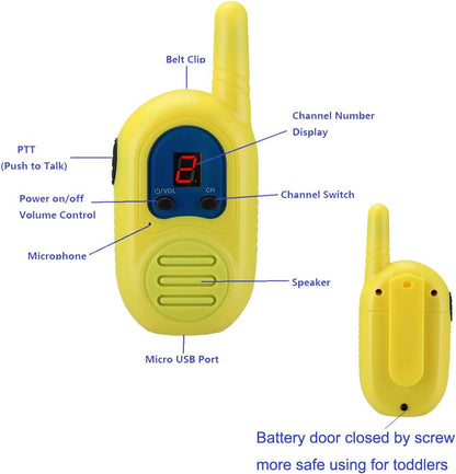 3-Pack Rechargeable Walkie Talkies for Kids with 2-Mile Range and Lanyards, Ideal for Outdoor Adventures - Perfect Gift for Boys and Girls (Batteries Not Included)