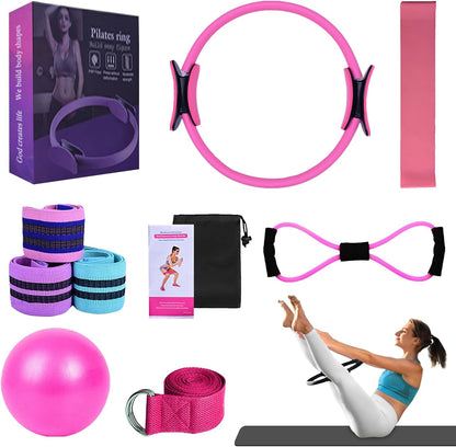 Pilates Essentials Kit for Women, 2025 New Better Me Pilates Kit, Pilates Rings Booty Bands, Yoga Sets for Women, Hip Exercise Band Yoga Ball 25Cm Figure 8 Resistance Band