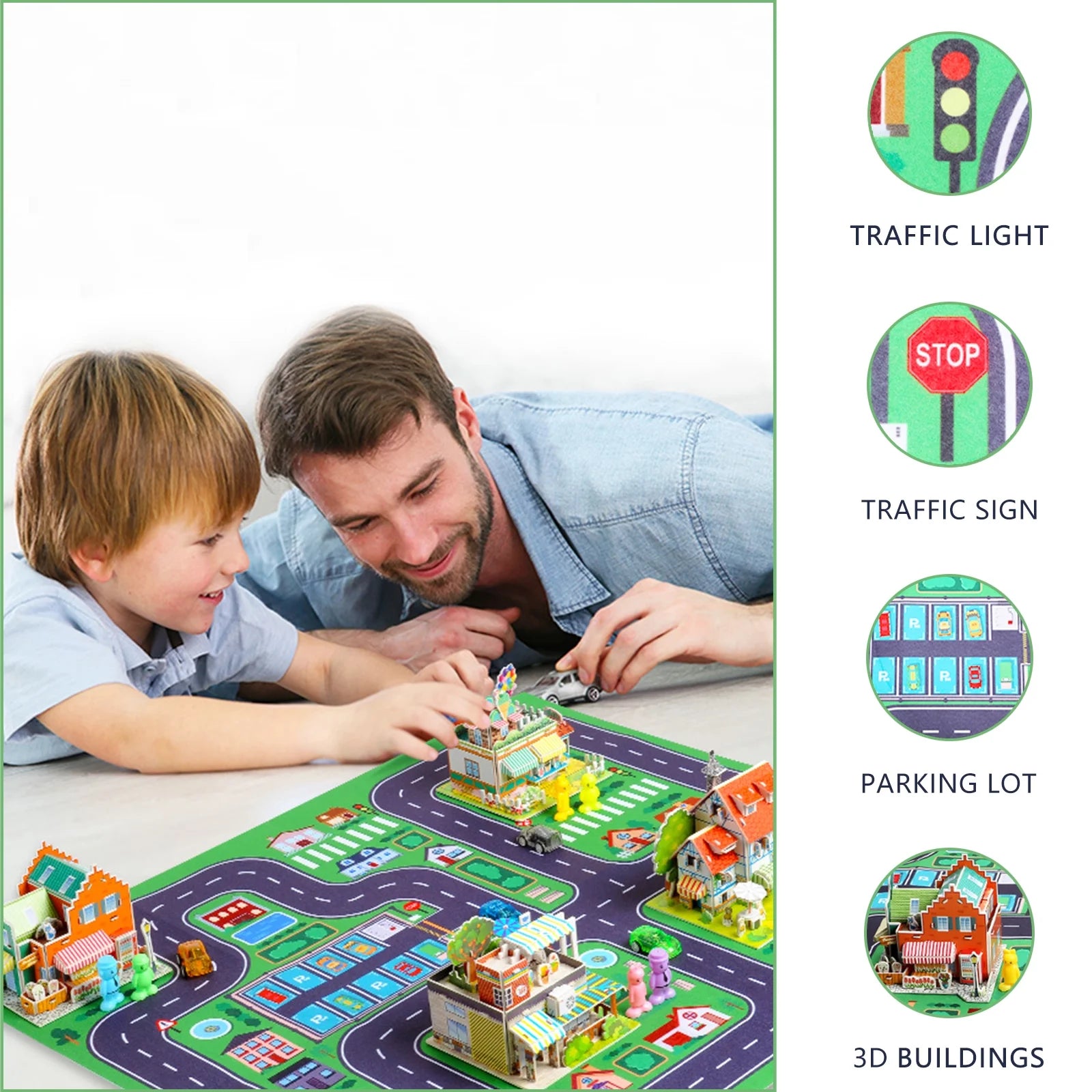 City Map Construction Building Sets with 6 Cartoon Character Toys, Preschool Educational Learning Toys for 6+ Year Old Kids Boys Girls Children