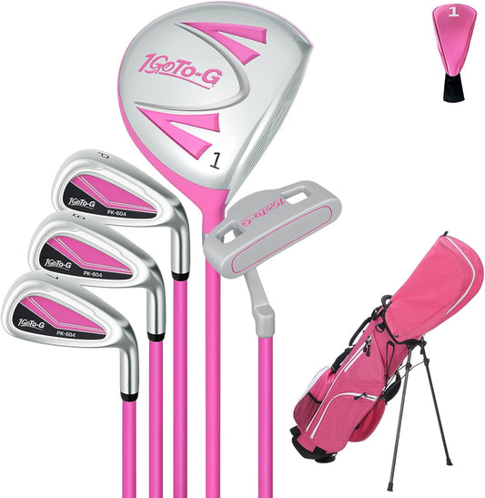 Kids Golf Clubs Set, Youth Golf Clubs Junior Set Ages 9-12 Includes Stand Bag, 1# Drive, 7#, 9# PW# Irons and Putter Right Hand for Boys Girls