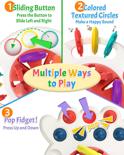Yetonamr Baby Sensory Montessori Toys for 6-12-18 Months, Pull String Silicone Teething Toy, Toddler Birthday Gift Travel Toy for 1 2 Year Old Boy Girl Infant 8 9 10 Months Old