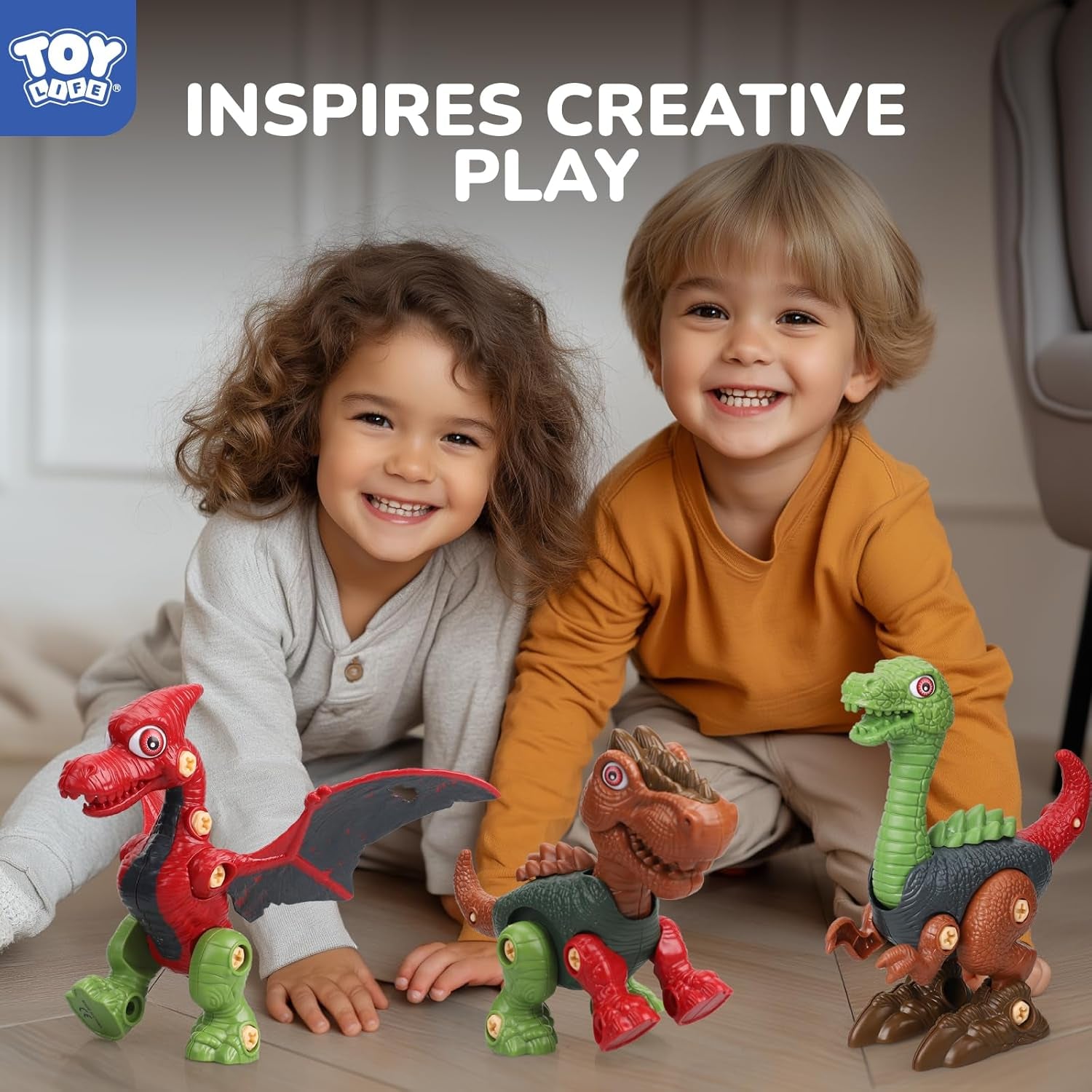 TOY Life 3-Pack Take-Apart Dinosaur Toys with Electric Drill - STEM Building Set for Kids Ages 4-8 - Ideal Birthday Gift for Boys 3-7