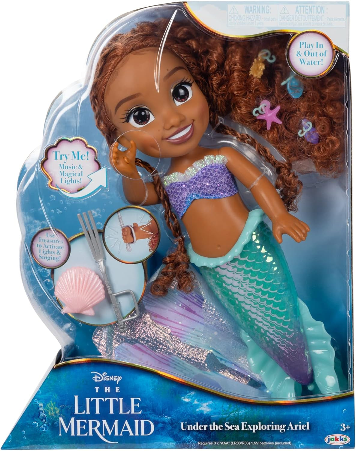Disney the Little Mermaid Ariel Doll with Hair Charms! Feature Singing & Talking Doll, Accessories Activate Music & Magical Lights - Play in & Out of Water!