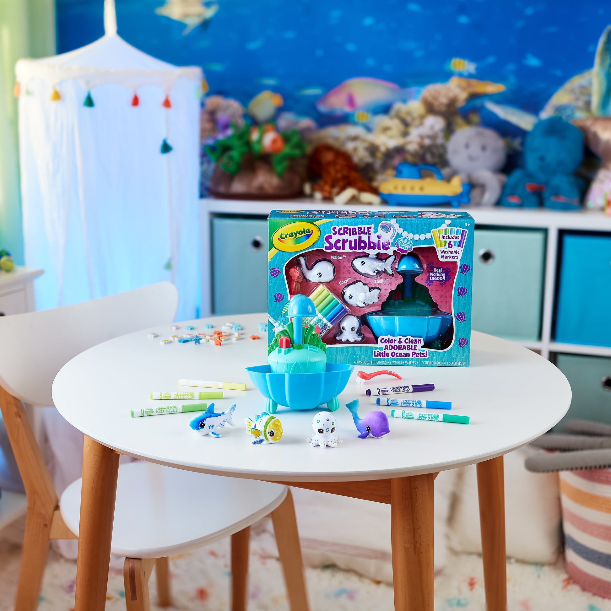 Scribble Scrubbie Ocean Lagoon Toy Set, Coloring Gift for Girls and Boys, Shark Toy for Kids, Arts & Crafts
