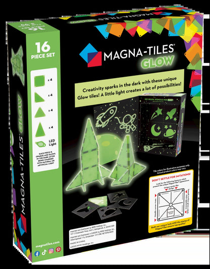 Glow 16-Piece Magnetic Construction Set, the ORIGINAL Magnetic Building Brand