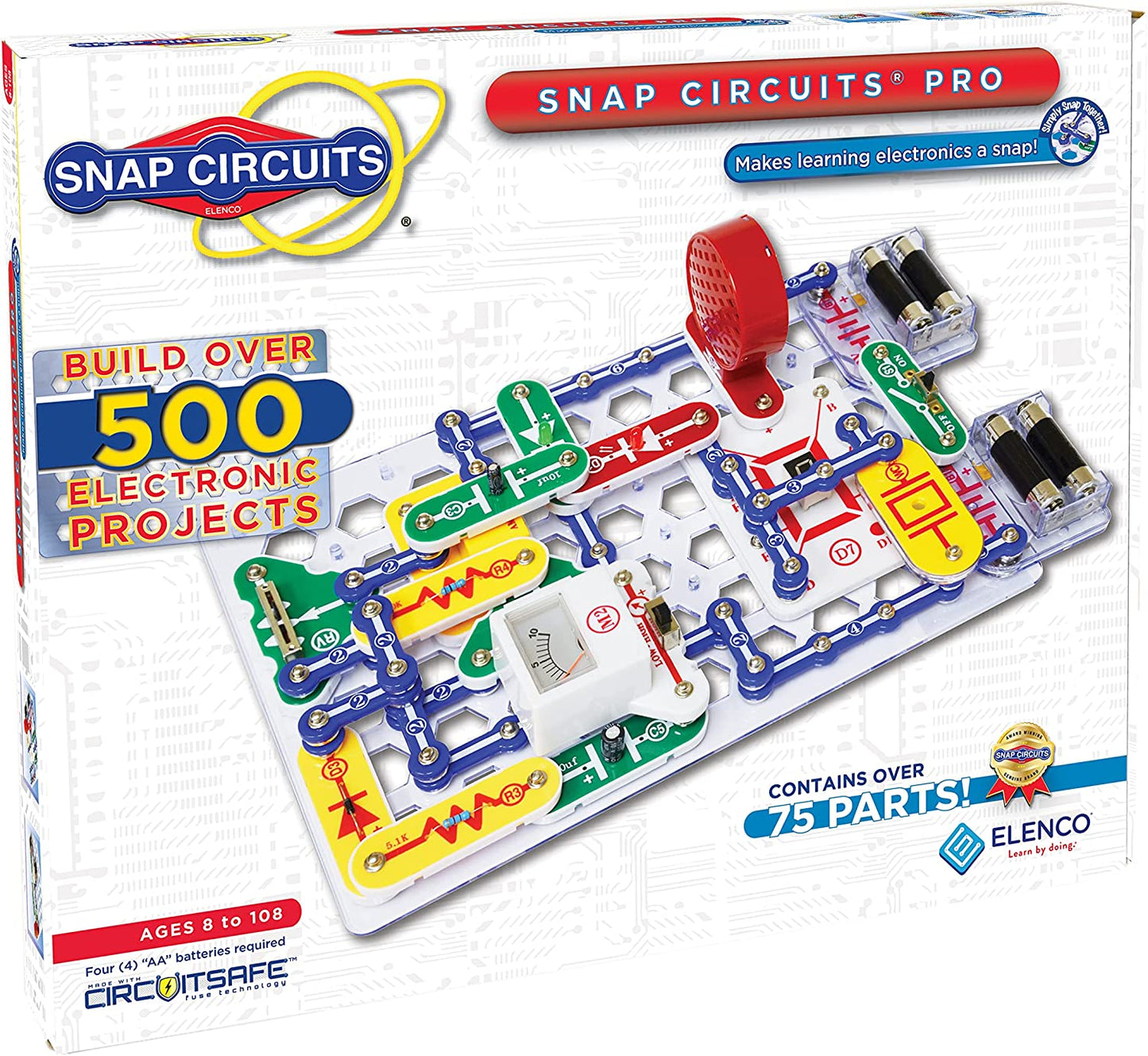 Snap Circuits Jr. SC-100 Electronics Exploration Kit, over 100 Projects, Full Color Project Manual, 28 Parts, STEM Educational Toy for Kids 8 +