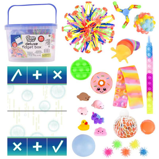 Fidget Box - 24 Sensory Toys with Storage Container, Stress Relief for Kids and Adults -