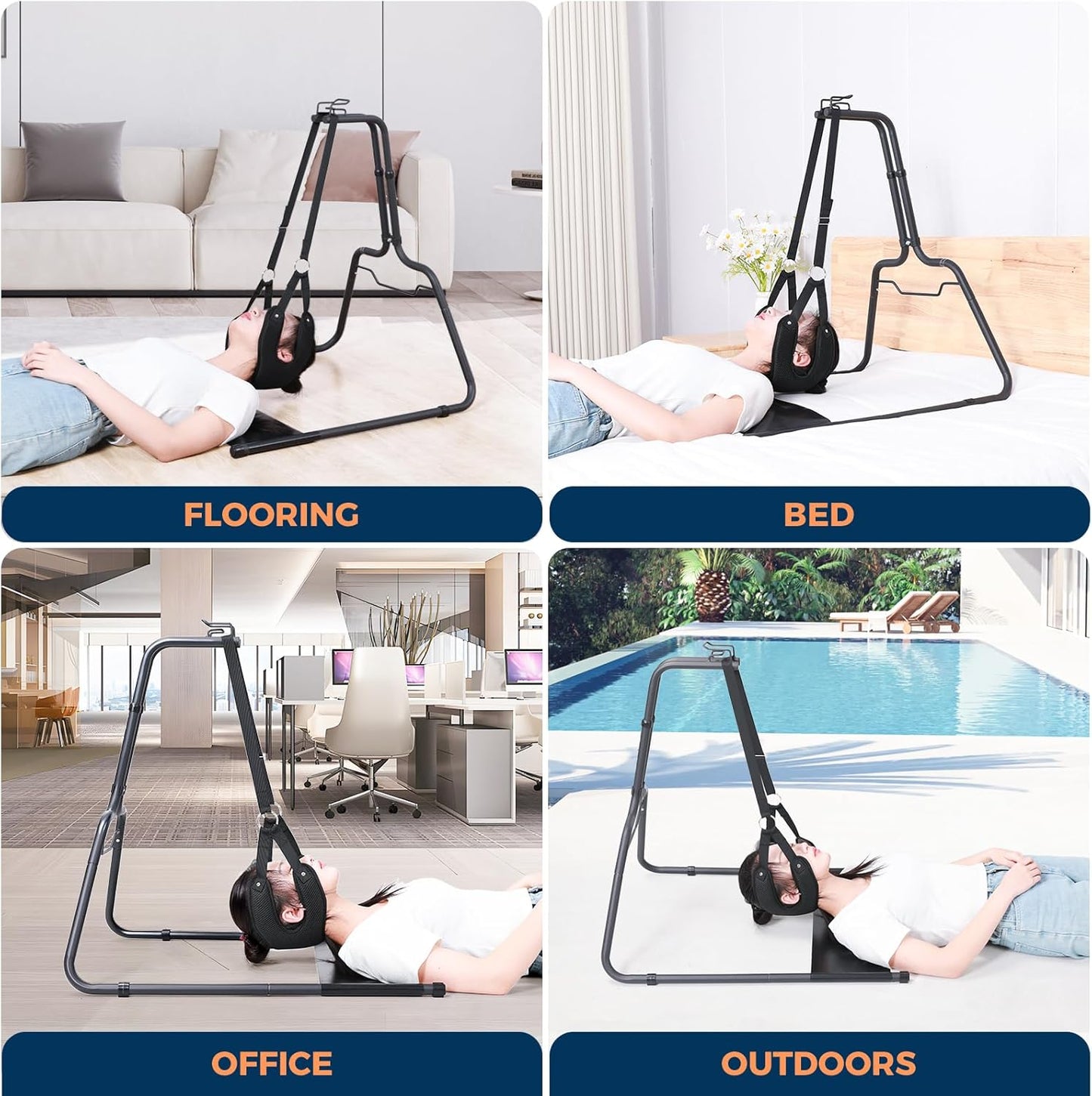Neck Decompression Hammock with Heavy-Duty Stand for Cervical Traction and Tension Relief