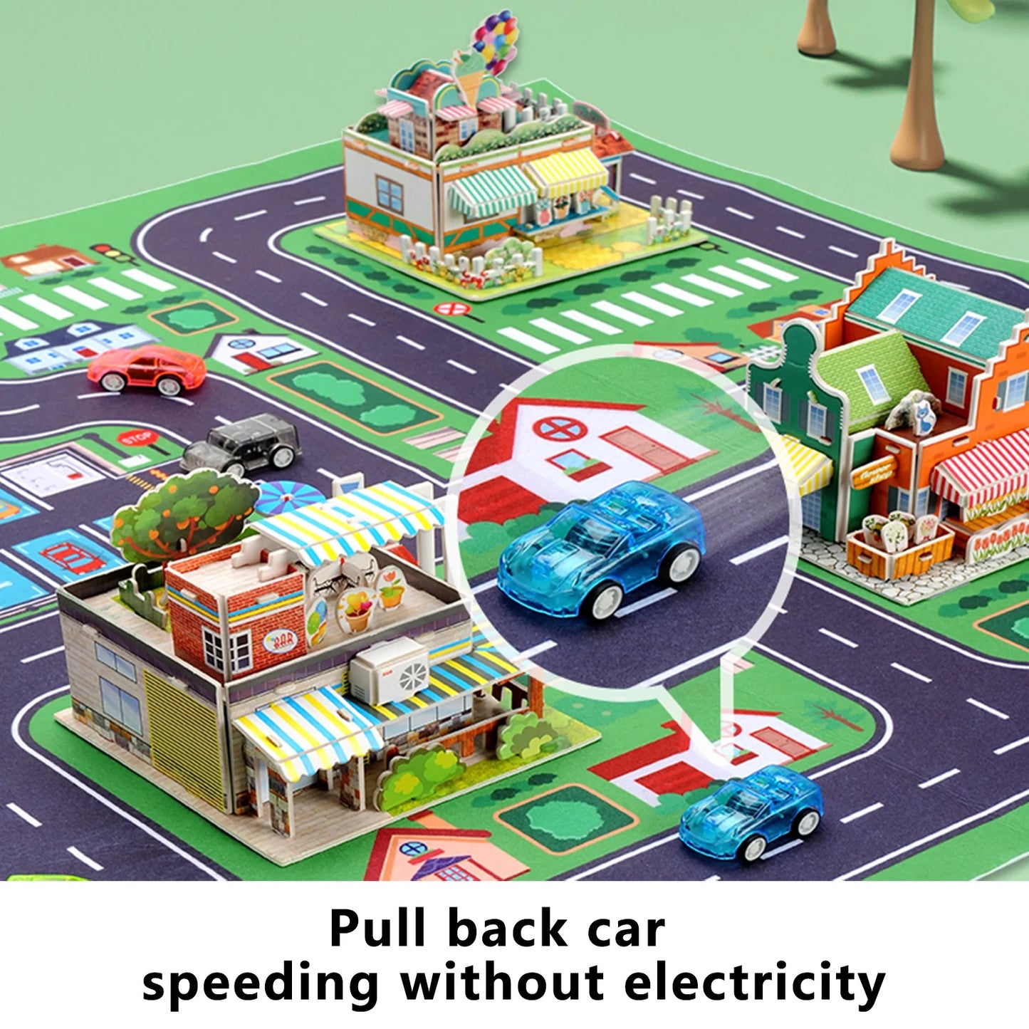 City Map Construction Building Sets with 6 Cartoon Character Toys, Preschool Educational Learning Toys for 6+ Year Old Kids Boys Girls Children