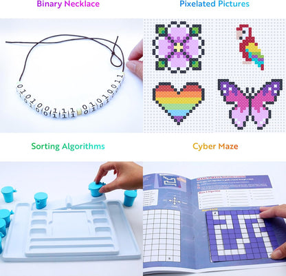 Playz My First Coding & Computer Science Kit - Learn about Binary Codes, Encryption, Algorithms & Pixelation through Fun Puzzling Activities without Using a Computer for Boys, Girls, Teenagers, Kids